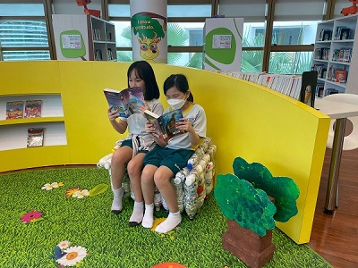 ECO-Brick showcase in the library